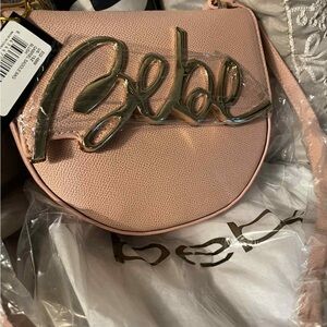 Bebe Light Pink Crossbody Bag with Gold Logo